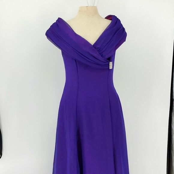Prom dress. Size 11. Off the shoulders.  Purple and blue. Long sheer ove… - Picture 1 of 10